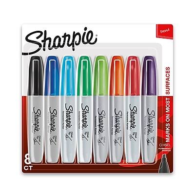 Sharpie  
8 CT  

Sharpie Chisel  
NO MARKS ON MOST SURFACES  

Sharpie Chisel