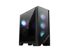 Front. MSI - MSI MAG FORGE 321R AIRFLOW Black Case, 2xUSB 3.2, 4x120mm ARGB Fans, Tempered Glass - Black.