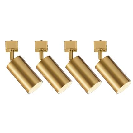 Front. Dazzed Corner - 4 Pack H Type LED Track Light Heads, GU10 Base Adapter Ceiling Spot Light Fixture - Gold.