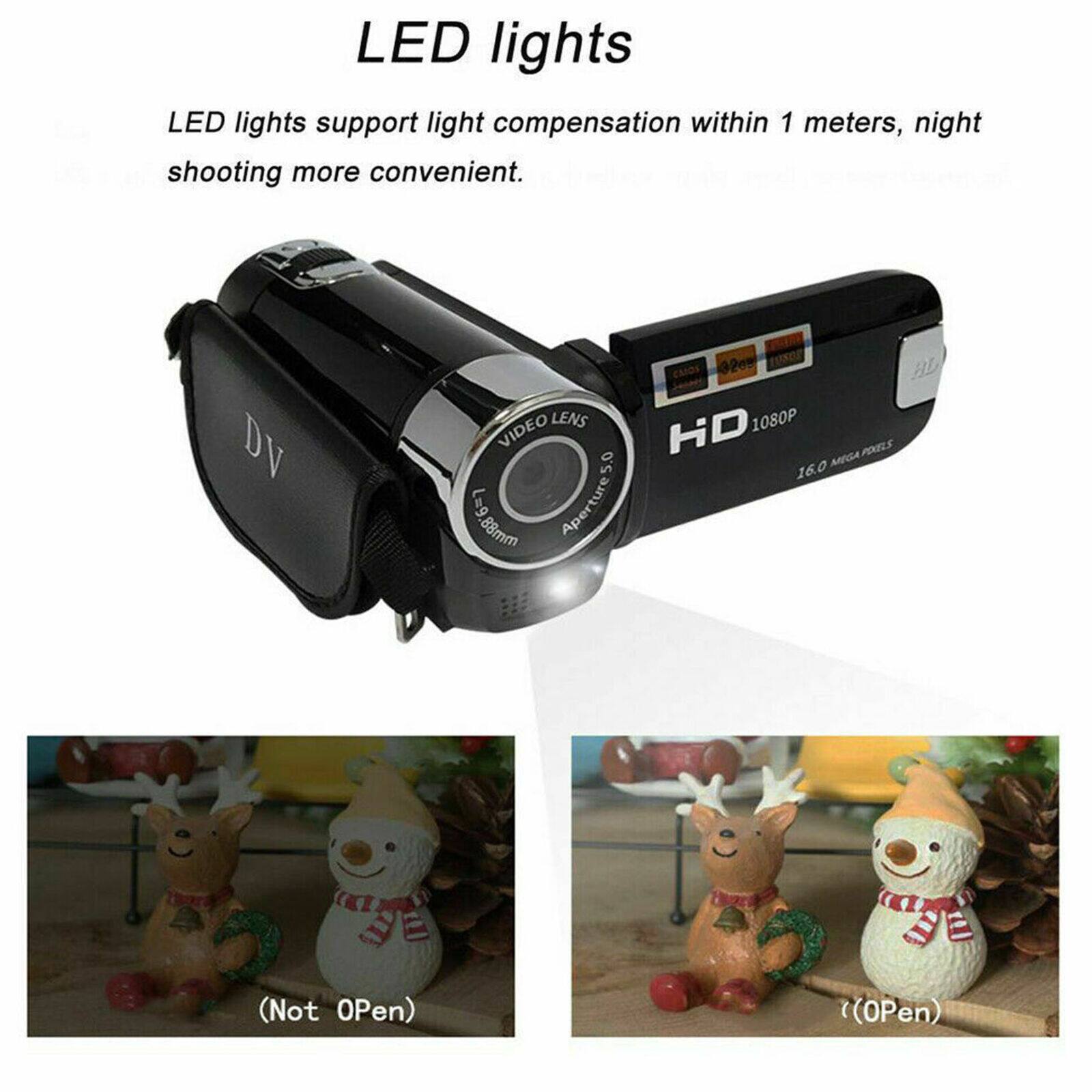 LED lights support light compensation within 1 meters, night shooting more convenient.

DV 32m rsOr HL EMOS LENS 1080P VIDEO HD POELS 5.0 MEGSA 16.0 mm88.0m) L=9 Apertures.0 (Not Open) (Open)