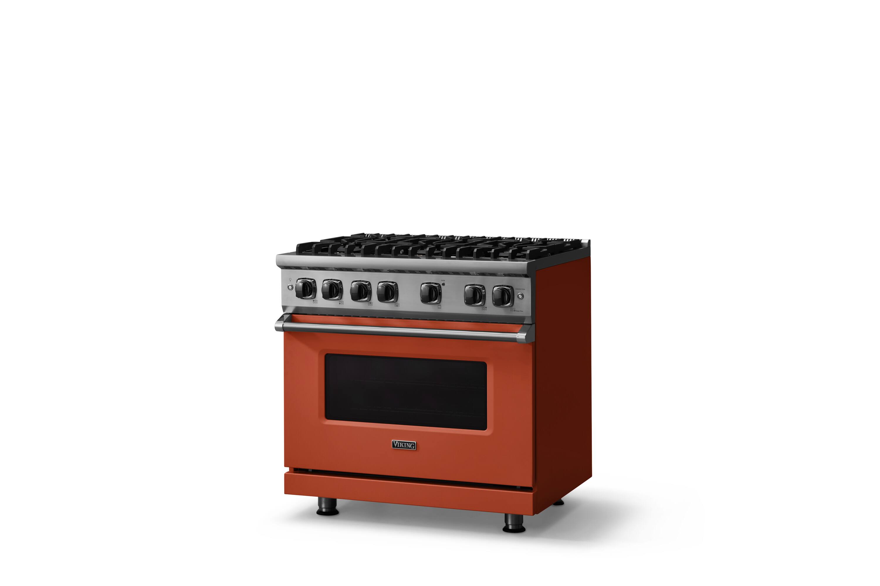 Angle. Viking - 36"W./24"D. 5.1 Cu. Ft.  Gas Sealed Burner Range-6 Burners-Spiced Cider-LP - Spiced Cider.