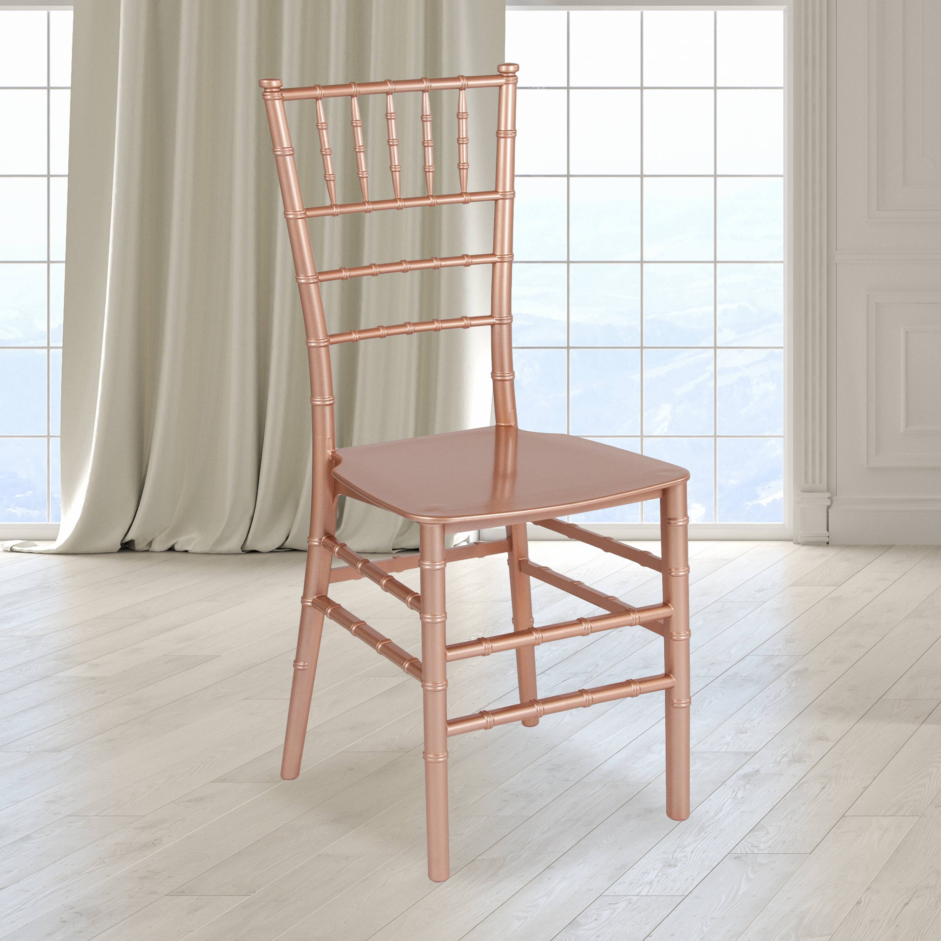 Alt View 1. Emma + Oliver - Resin Stacking Dining Chiavari Chair - Rose Gold.