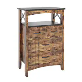 Bestier - Living Room Storage Cabinet with 2 Shelves and 4 Drawers - Dark brown