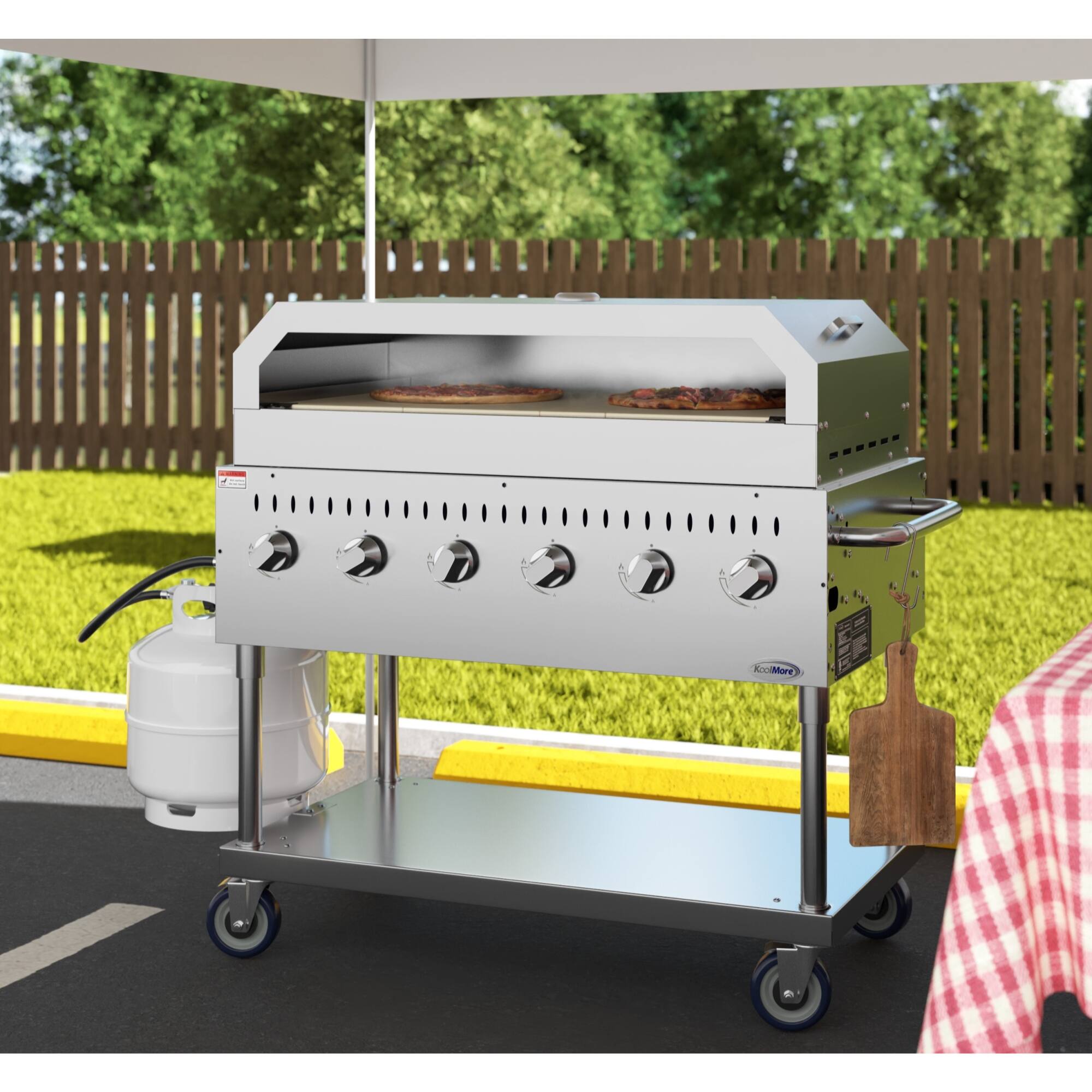 Alt View 1. Koolmore - 48 in. Commercial Outdoor Propane Gas Grill With Pizza Oven, ETL Listed in Stainless-Steel (CGKIT4-48P) - Stainless Steel.