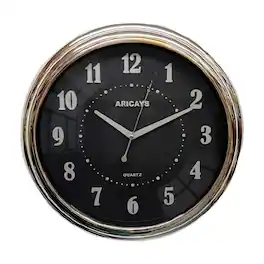 FC Design - 14"H Silver Classic Round Black Dial Wall Clock - Elegant Decor - Multicolor