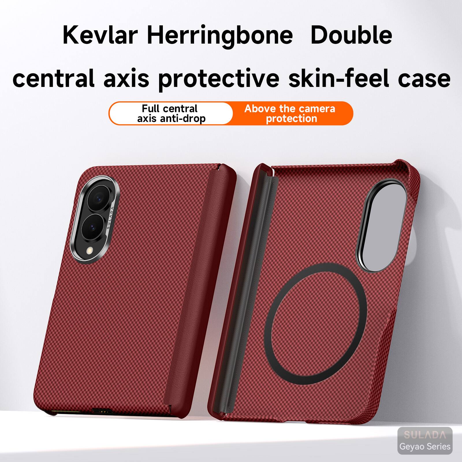 Dteck - for Samsung Galaxy Z Fold8 Magnetic Case,Shockproof Full Coverage Hinge Protection Cover,Rugged Slim Mag Safe Shell - Red