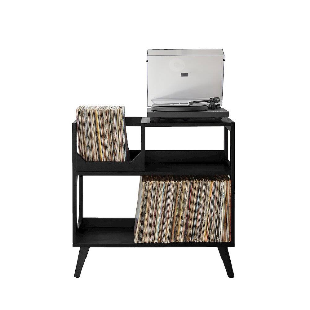 Alt View 1. Crosley Furniture - Asheville Medium Record Player Stand With Vinyl Storage - Black.