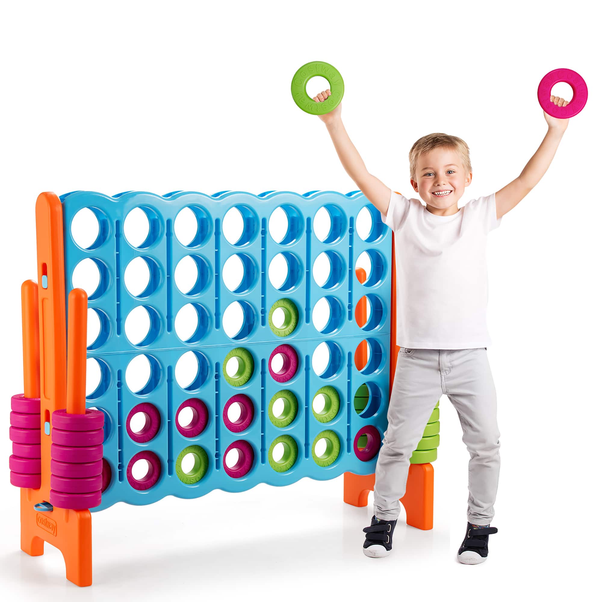 Costway - Jumbo 4-to-Score 4 in A Row Giant Game Set Indoor Outdoor Kids Adults Family Fun - Blue/Orange price history on PriceWatchPro