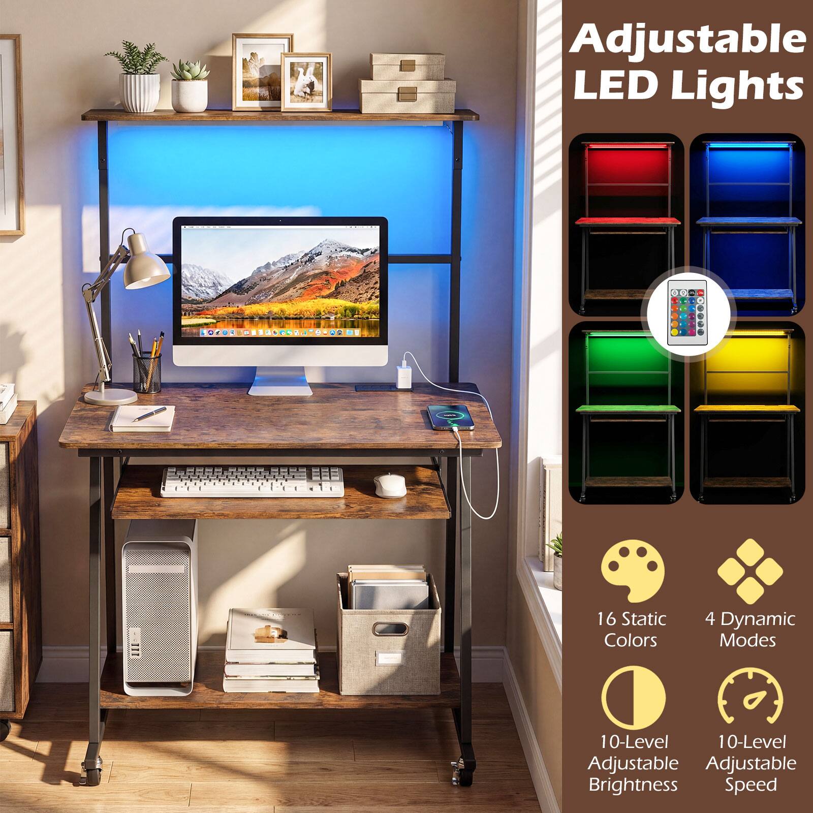 Adjustable LED Lights

- 16 Static Colors
- 4 Dynamic Modes
- 10-Level Adjustable Brightness
- 10-Level Adjustable Speed