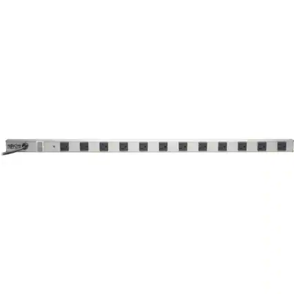 Front. Tripp Lite - Eaton Tripp Lite Series 12-Outlet Power Strip with Surge Protection, 15 ft. (4.57 m) Cord, 1050 Joules, 36 in. length - Gray,Black.