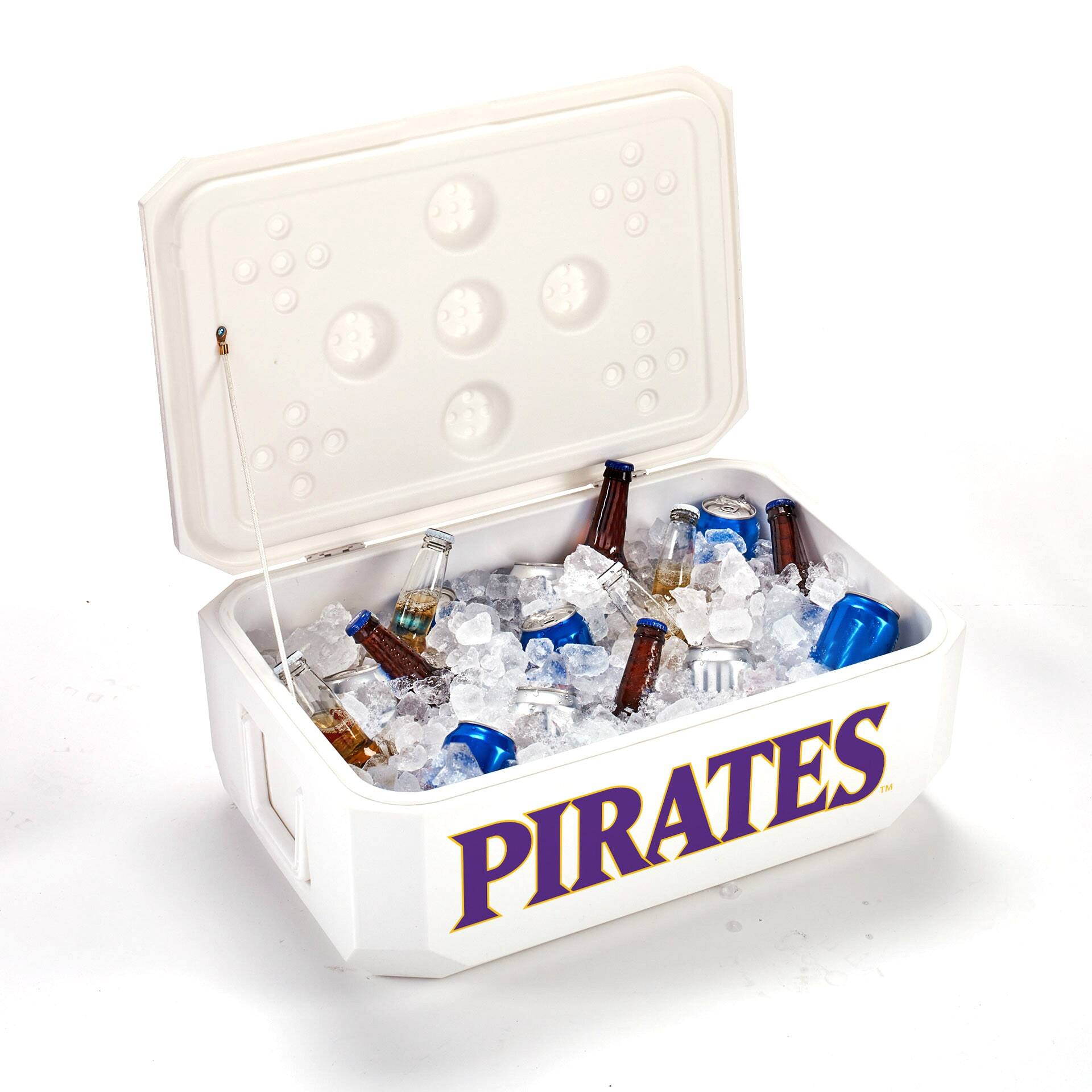 Alt View 1. Indigo Falls - White ECU Pirates 40-Can Cornhole Cooler - White.