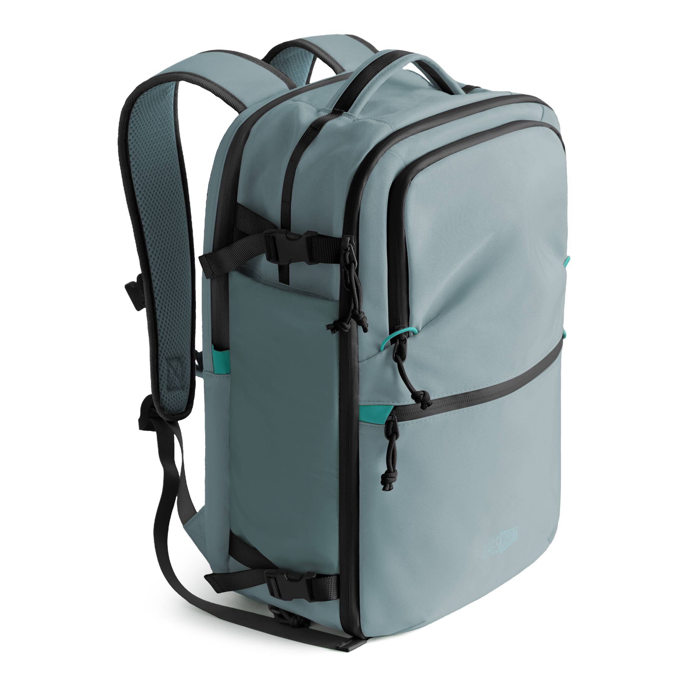 Left. Bagsmart - Faro 29L Travel Backpack Set with Detachable Crossbody Bag, 180° Opening Waterproof 15.6 Inch Laptop Daypack - Gray Green.