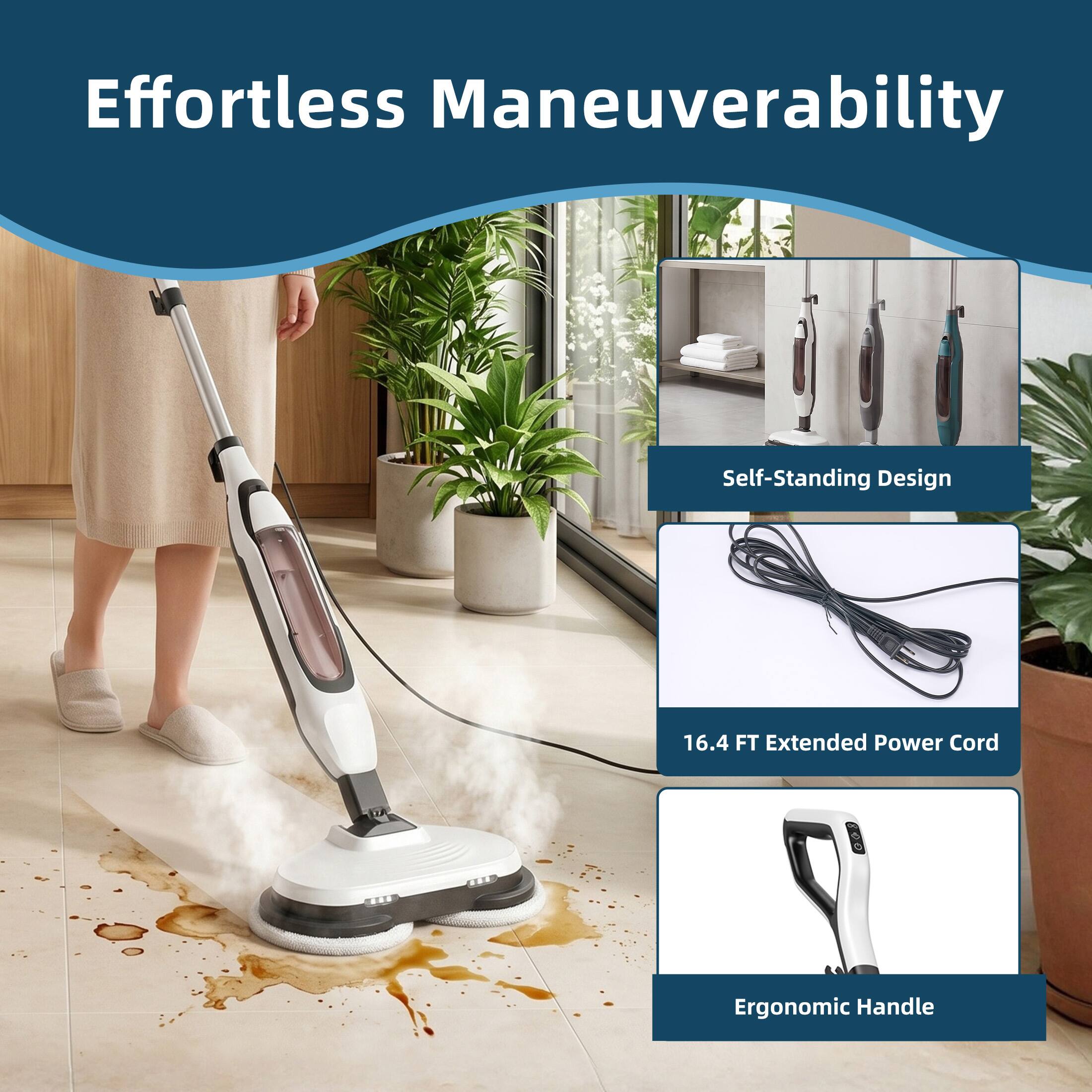 Effortless Maneuverability

- Self-Standing Design
- 16.4 FT Extended Power Cord
- Ergonomic Handle