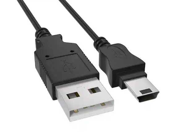 Front. Cable Leader - USB 2.0 USB-A to Mini-USB 5-Pin Cable for Camera, GPS, Dash Cam, MP3 Player, External Drive - Black.
