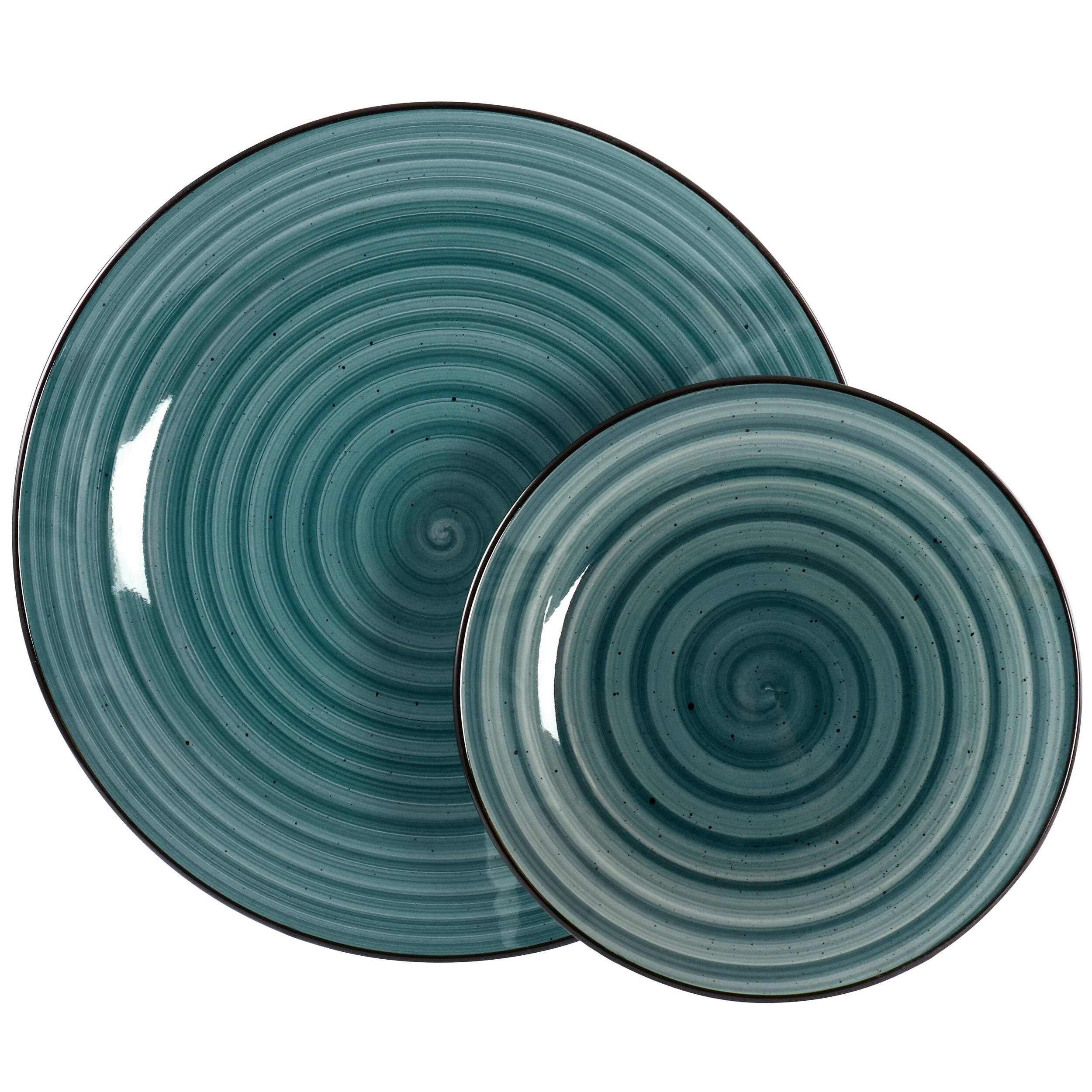 Alt View 2. Elama - Elama Gia 24 Piece Round Stoneware Dinnerware Set in Dark Green - Dark Green.