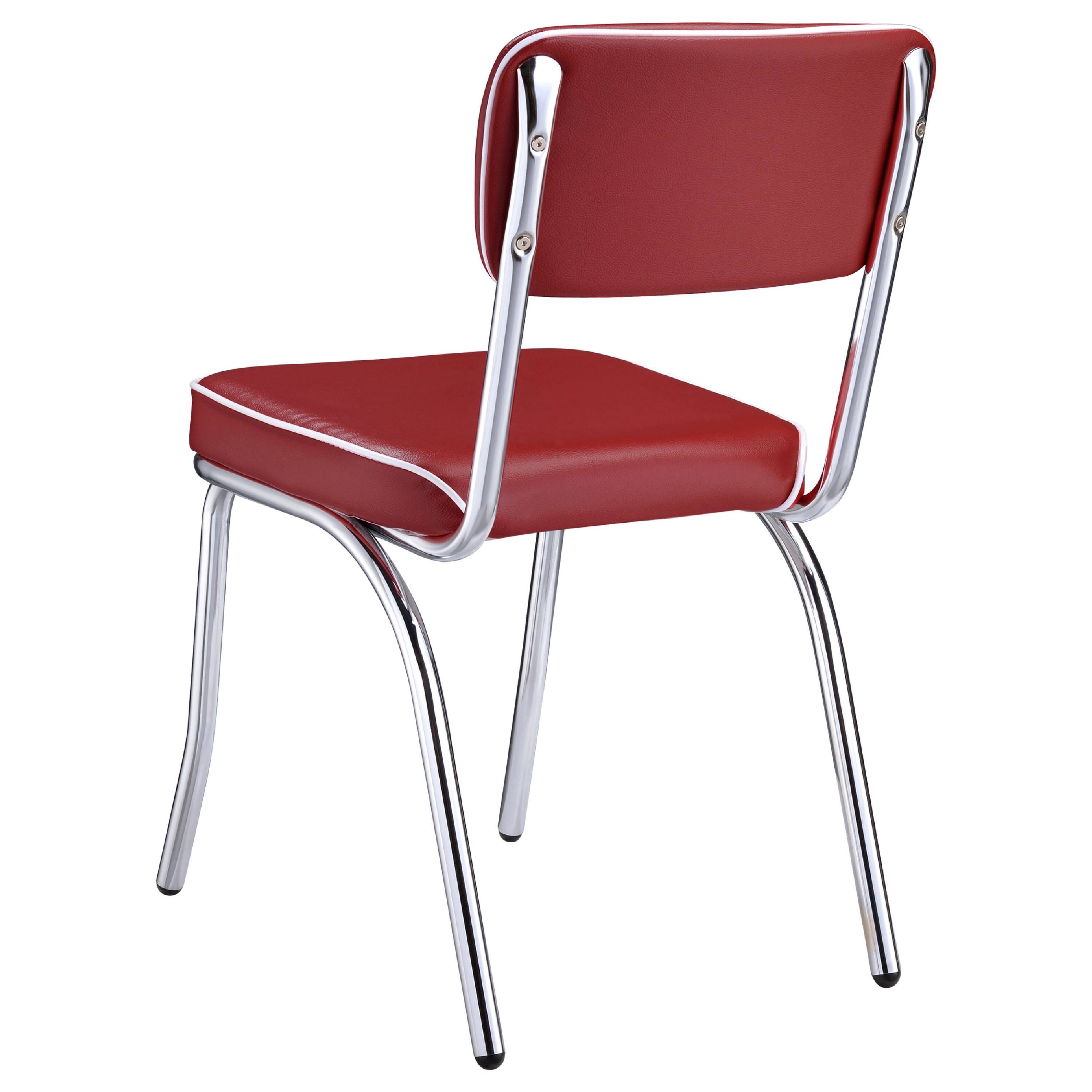 Alt View 3. Manhattan Lane - Loy 5pc Dining Table and Chair Set, Red Faux Leather - White, Red, Silver.