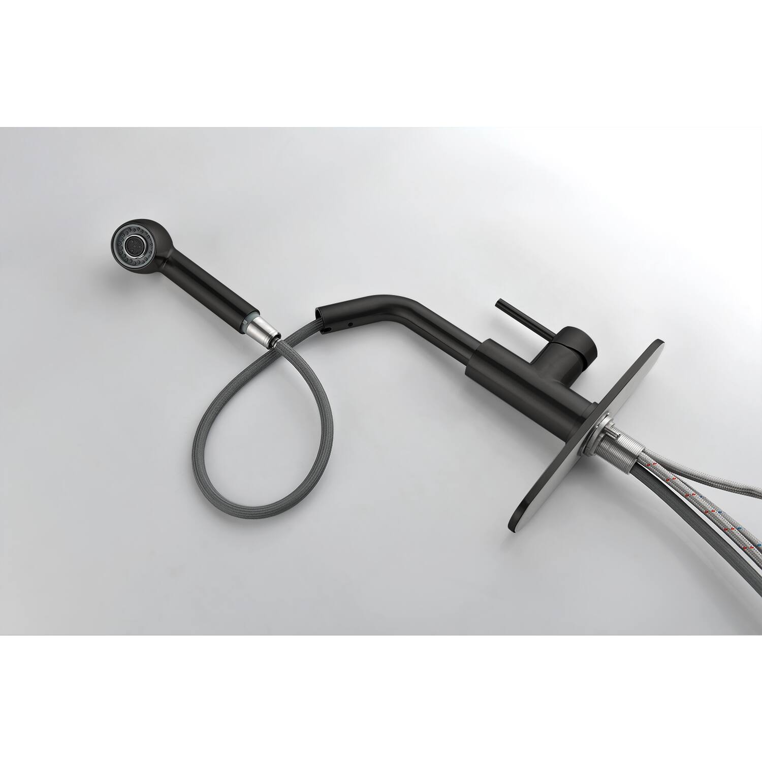 Left. Siljoy - Single Handle Kitchen Sink Faucet with Pull Out Sprayer - Matte Black.