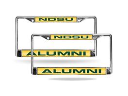 Rico Industries - North Dakota St NDSU Alumni Chrome Metal Laser License Plate Frame - Set of Two - Multi