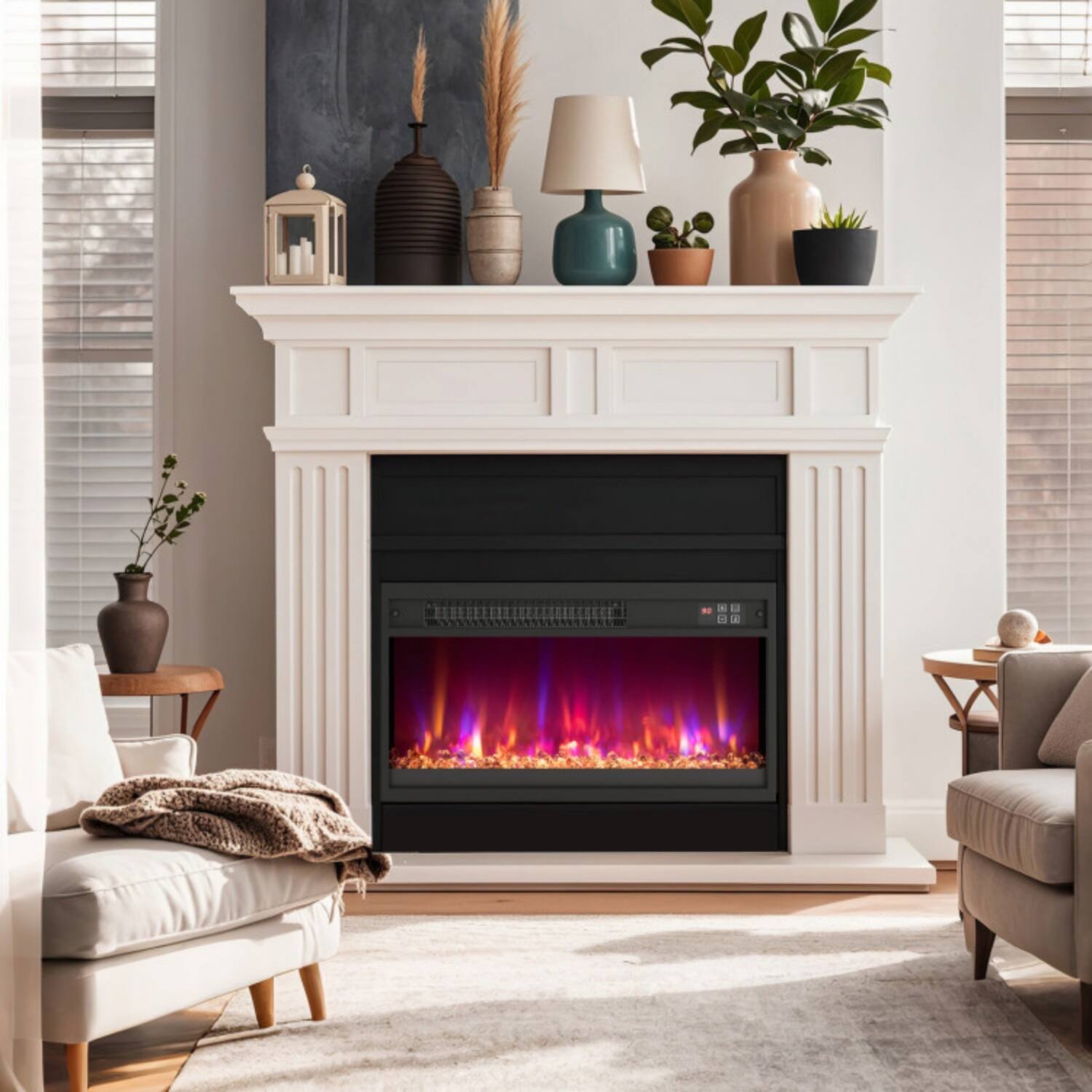 Alt View 4. LUCKY ONE - 23 Inch Recessed Electric Fireplace Insert with Remote & 8 Flame Colors - Black.