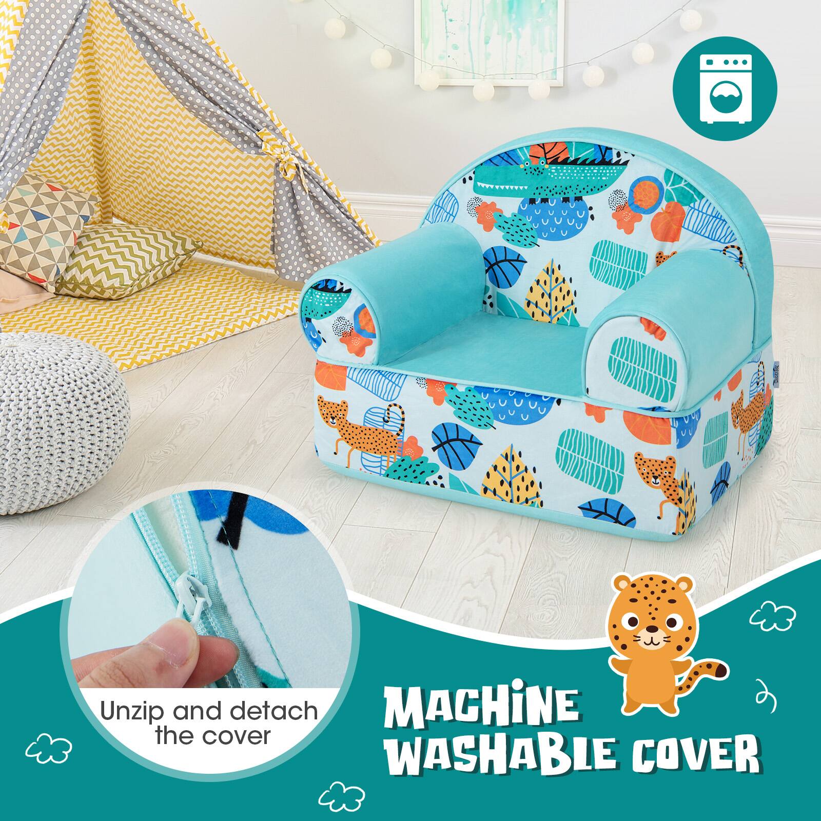 Unzip and detach the cover MACHINE WASHABLE COVER