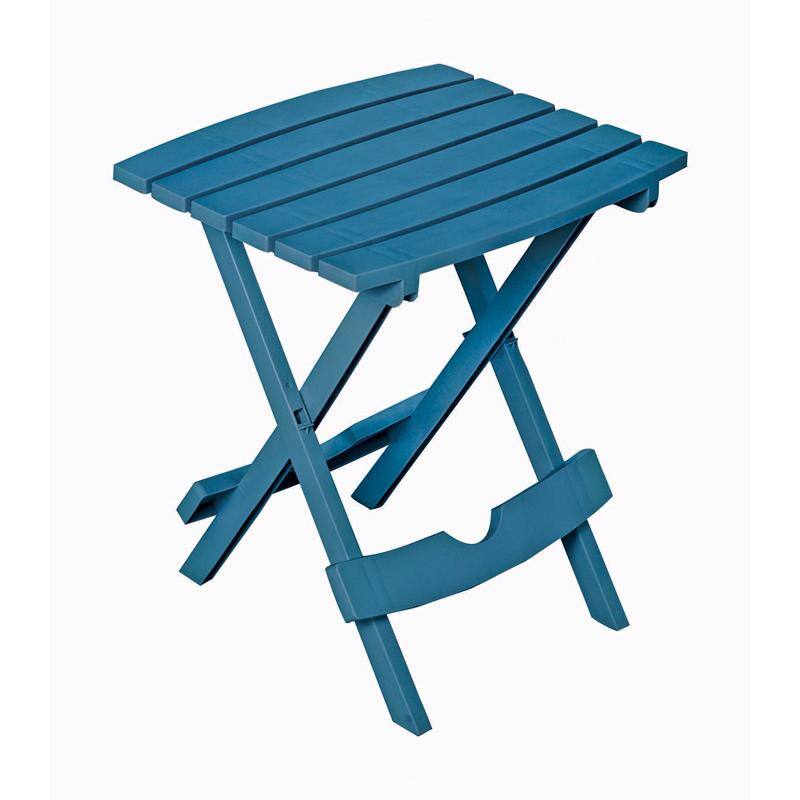 Angle. Adams - Adams Quik-Fold BlueStone Rectangular Polypropylene Folding Side Table - Blue.