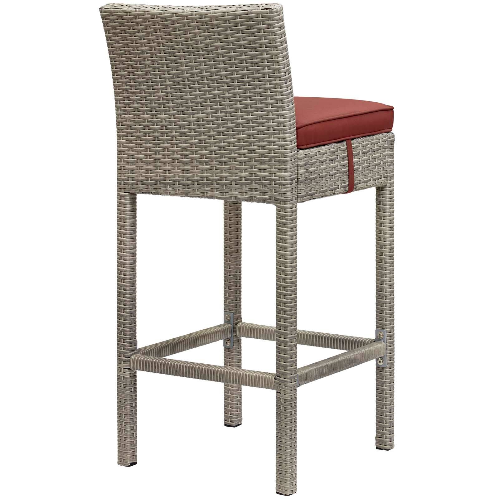 Back. Modway - Conduit Outdoor Patio Wicker Rattan Bar Stool Set of 2 by Modway - Light Gray Currant.