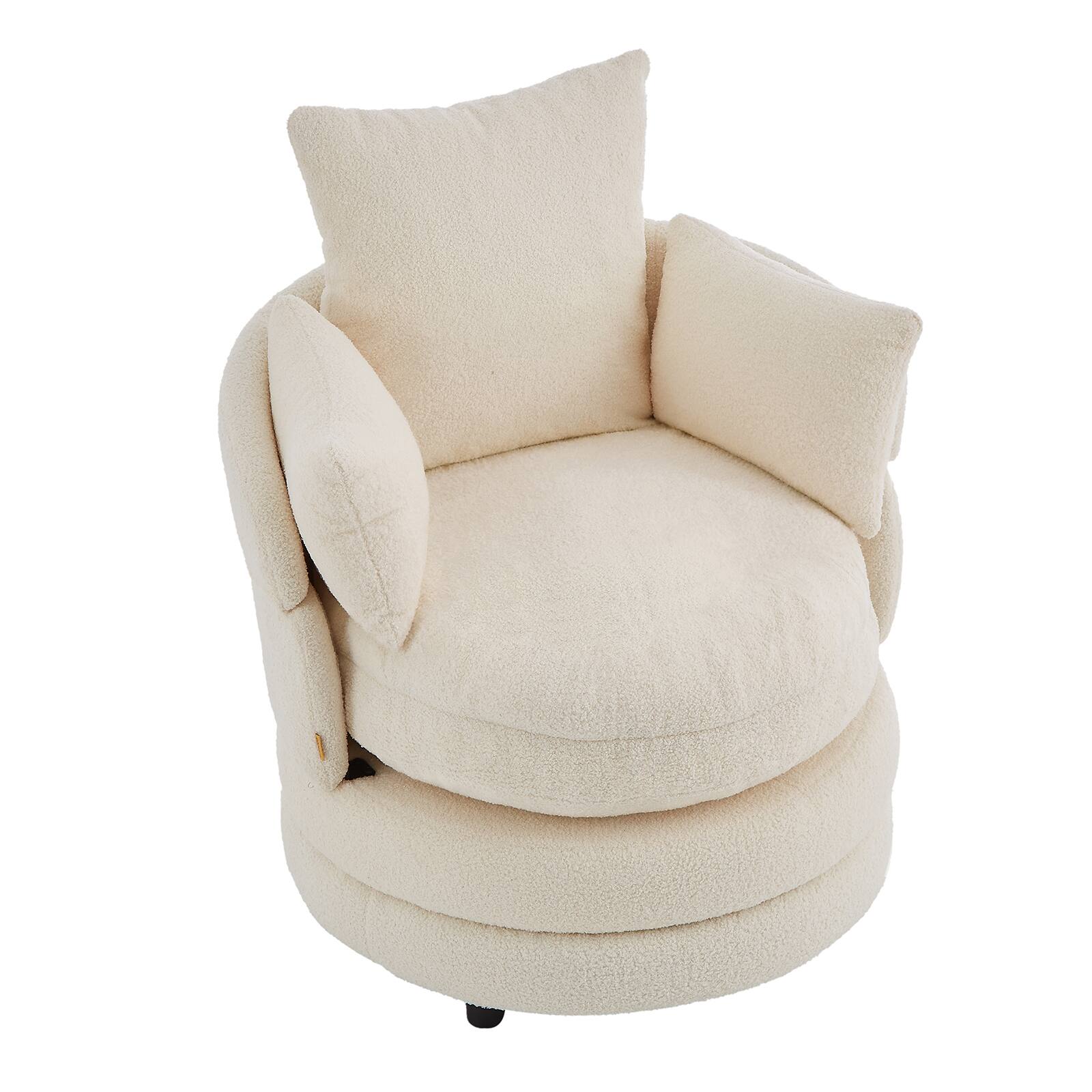 Alt View 6. Pinmoco - Modern Swivel Accent Chair, 360 Hamburger Reading Chair, Single Sofa Armchair for Living Room, Bedroom - White.