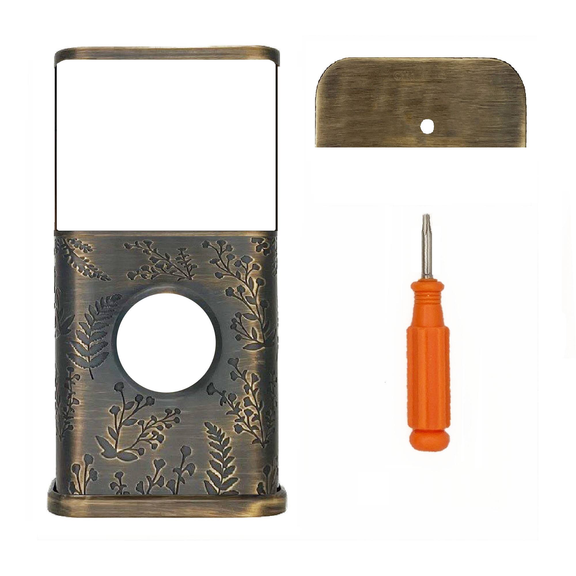 Back. Michael Healy - Wildflower Video Doorbell Cover (Ring 3, 3 Plus, 4, Battery Plus, Battery Pro) - Antique Brass.