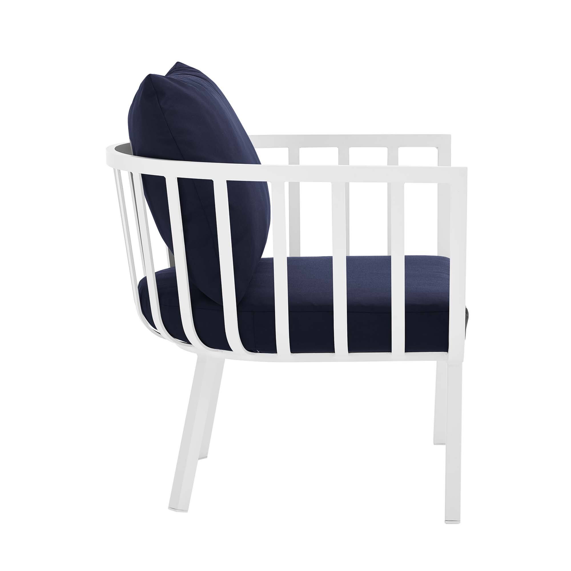 Back. Modway - Riverside Outdoor Patio Aluminum Armchair by Modway - White Navy.