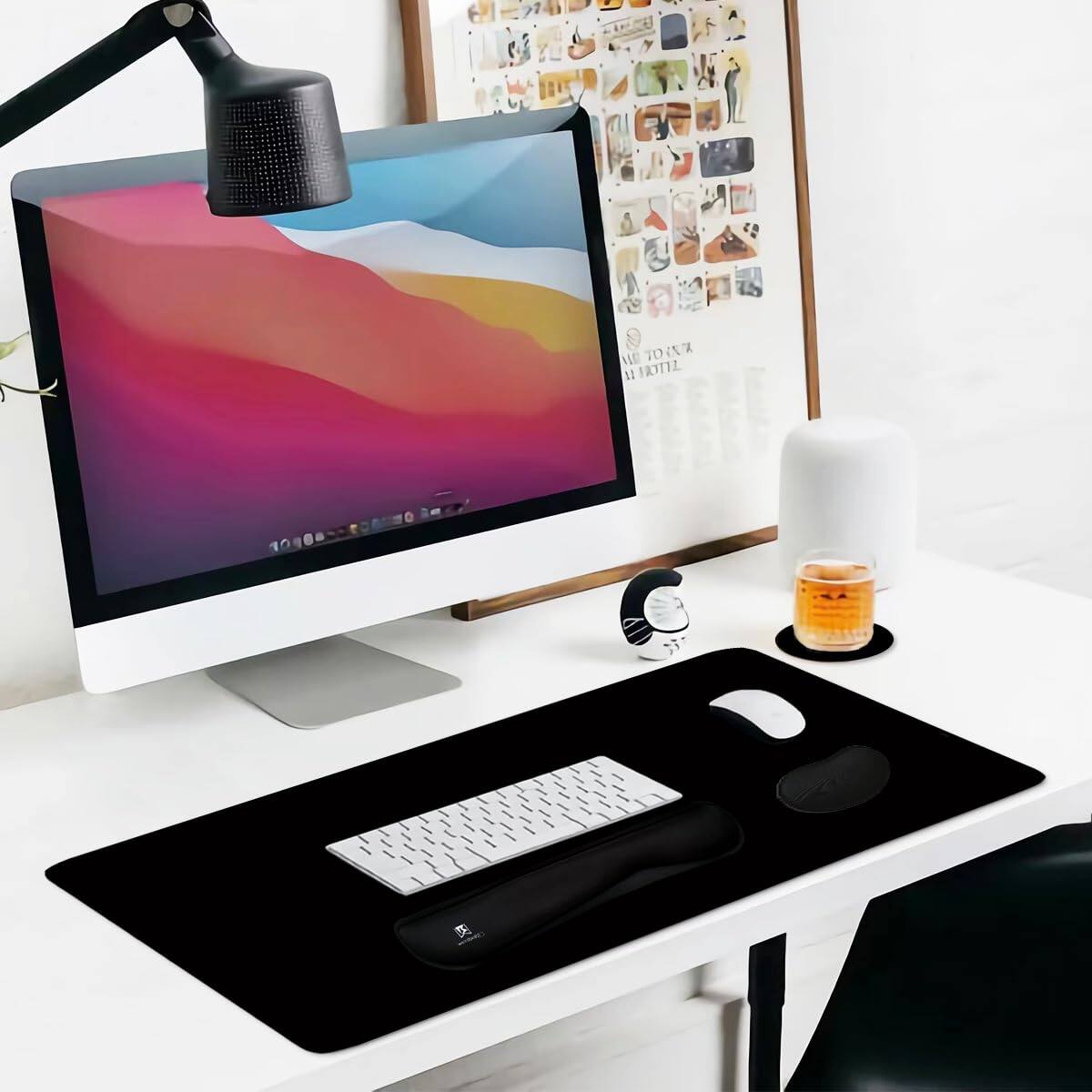 Alt View 4. Comfort Essence - 4-in-1 Large Gaming Mouse Pad Wrist Rest & Support Mousepad Set Extended Desk Waterproof Mat For Home Office - Black.