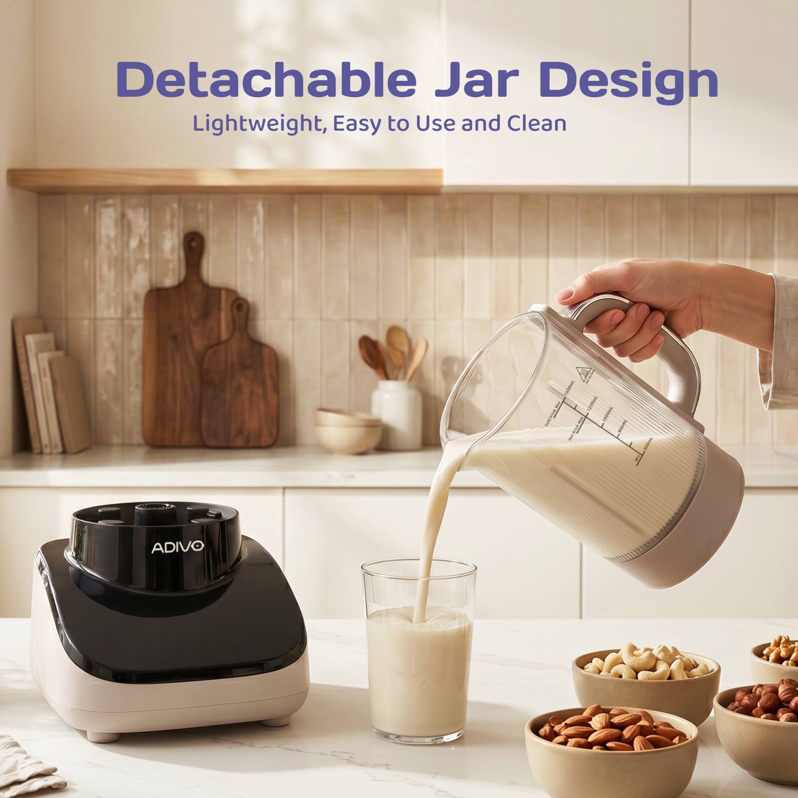 Detachable Jar Design Lightweight, Easy to Use and Clean