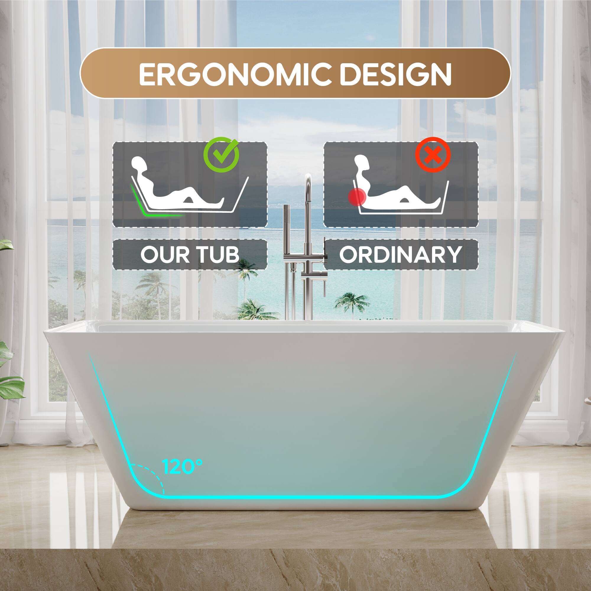 ERGONOMIC DESIGN

OUR TUB ORDINARY

120°