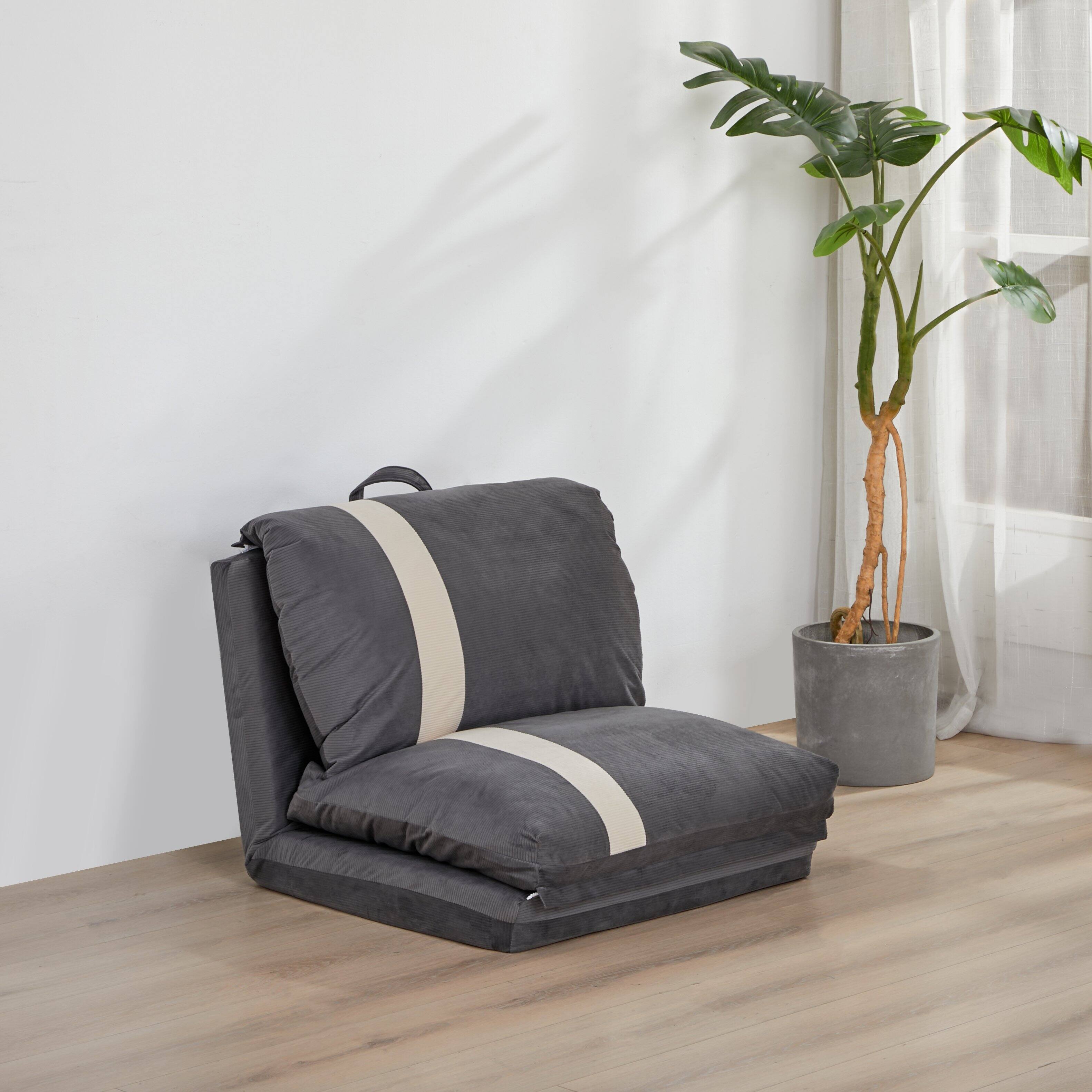 Angle. Siljoy - 6‑Position Adjustable Floor Sofa Bed, 5‑Second Folding Corduroy Lounger for Adults & Pets, Space‑Saver - Dark Gray.