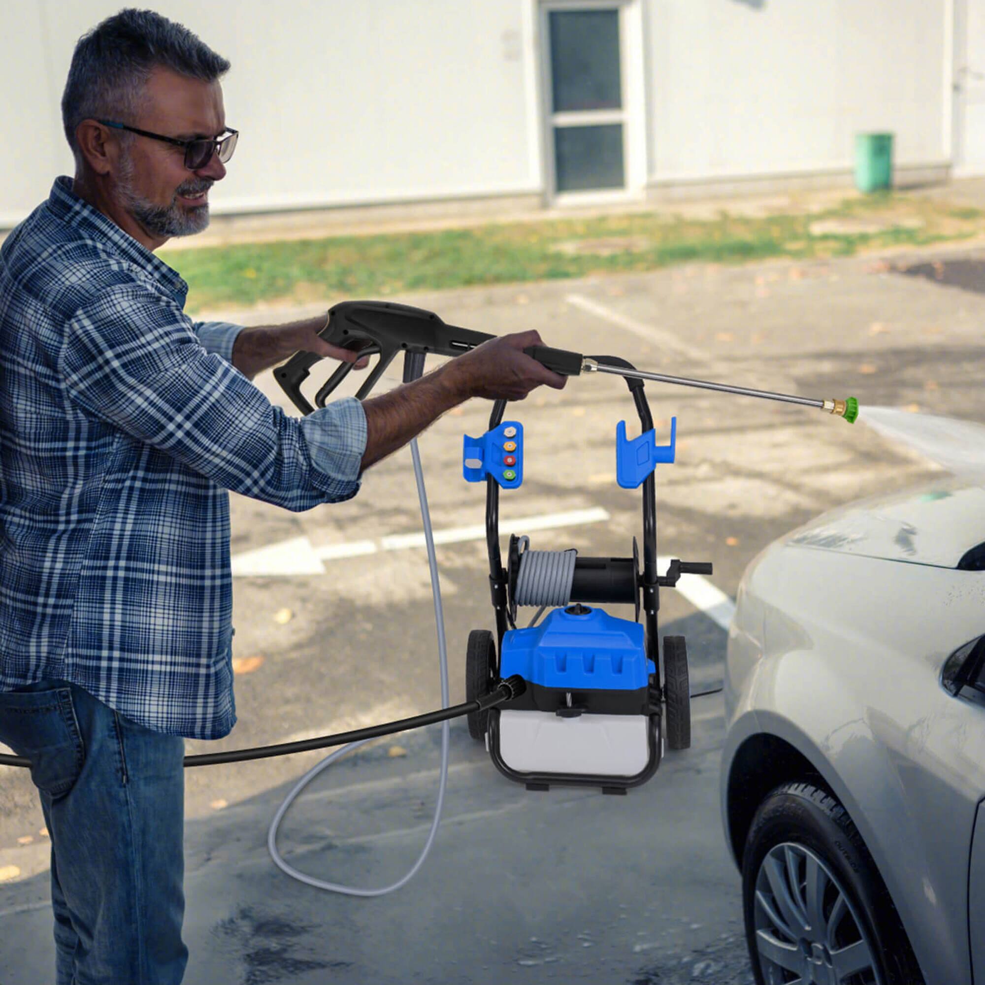 Alt View 1. Costway - Costway Electric Pressure Washer with Wheels 5 Quick Connect Nozzles Soap Bottle spray gun - Blue.
