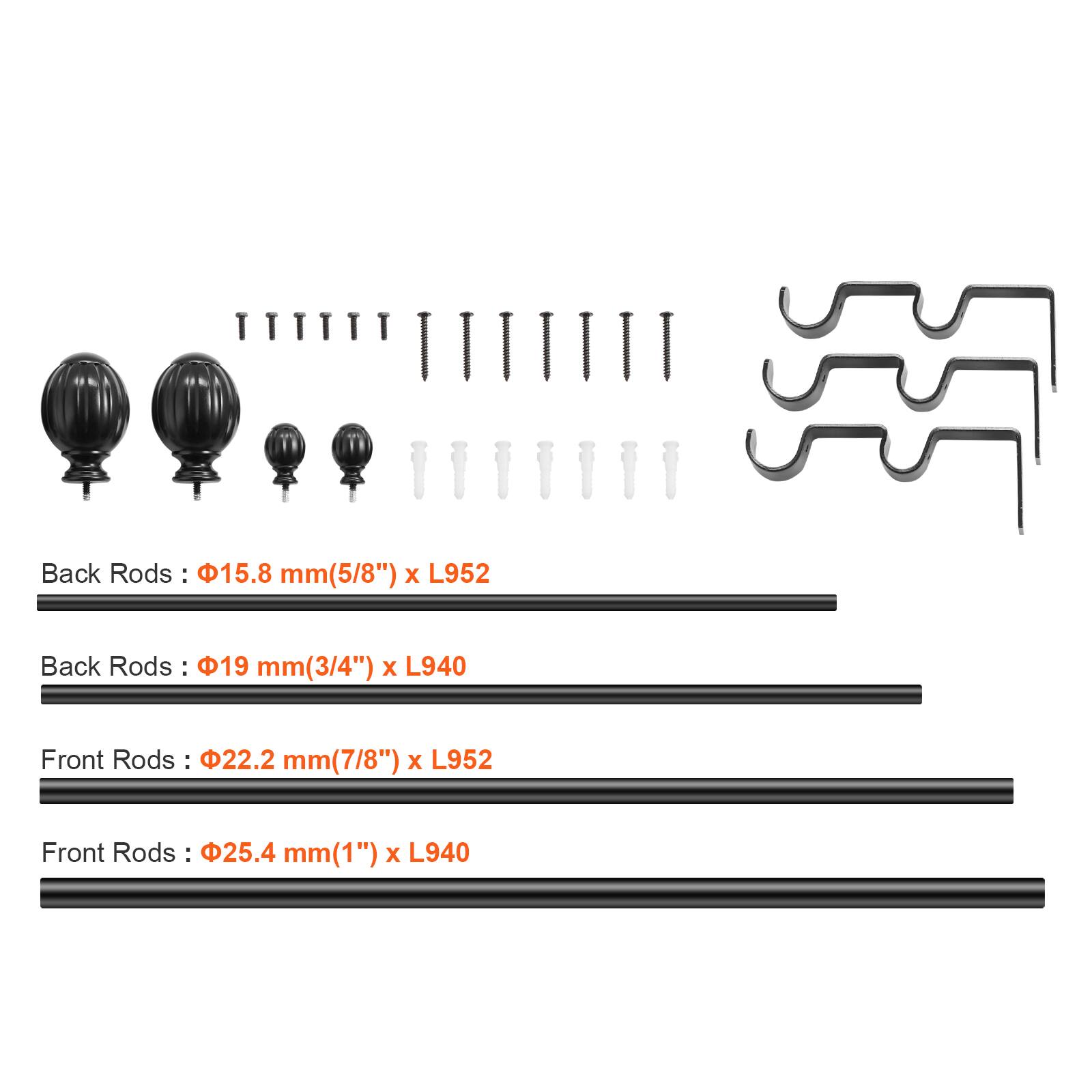 Back Rods: 15.8 mm (5/8") x L952  
Back Rods: 19 mm (3/4") x L940  
Front Rods: 22.2 mm (7/8") x L952  
Front Rods: 25.4 mm (1") x L940