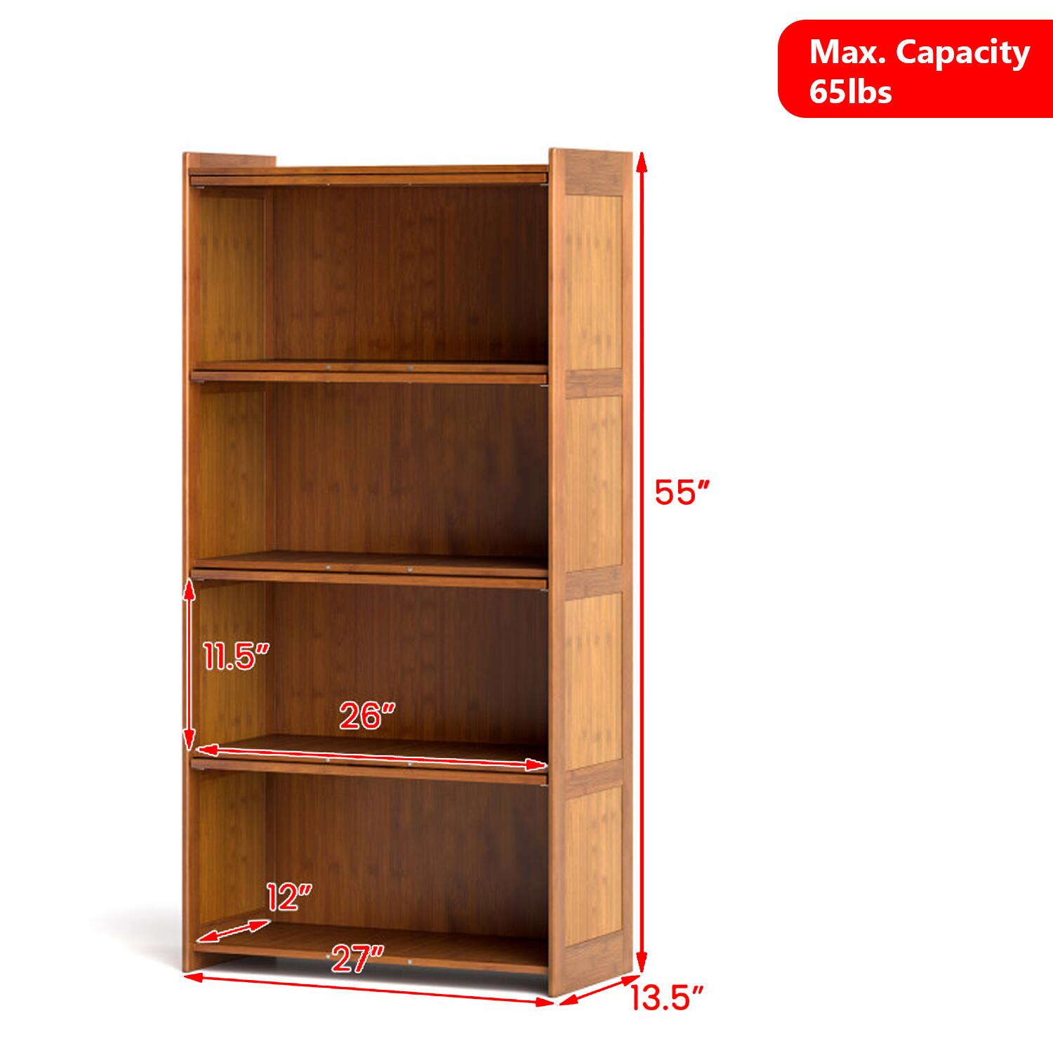 Max. Capacity 65lbs  
55"  
11.5"  
26"  
12"  
27"  
13.5"