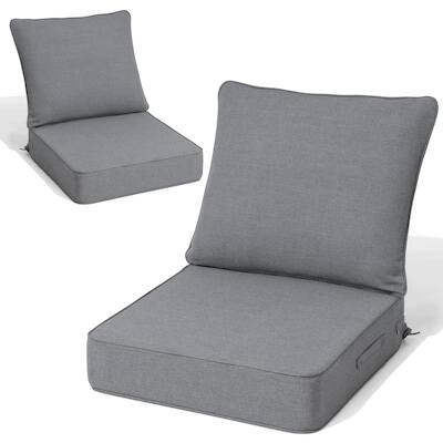 Alt View 5. Crestlive Products - Crestlive Products 1/2pc Outdoor Deep Seat Cushion Set 24 x 24 x 4.5in Seat Water and Fade Resistant - Gray.