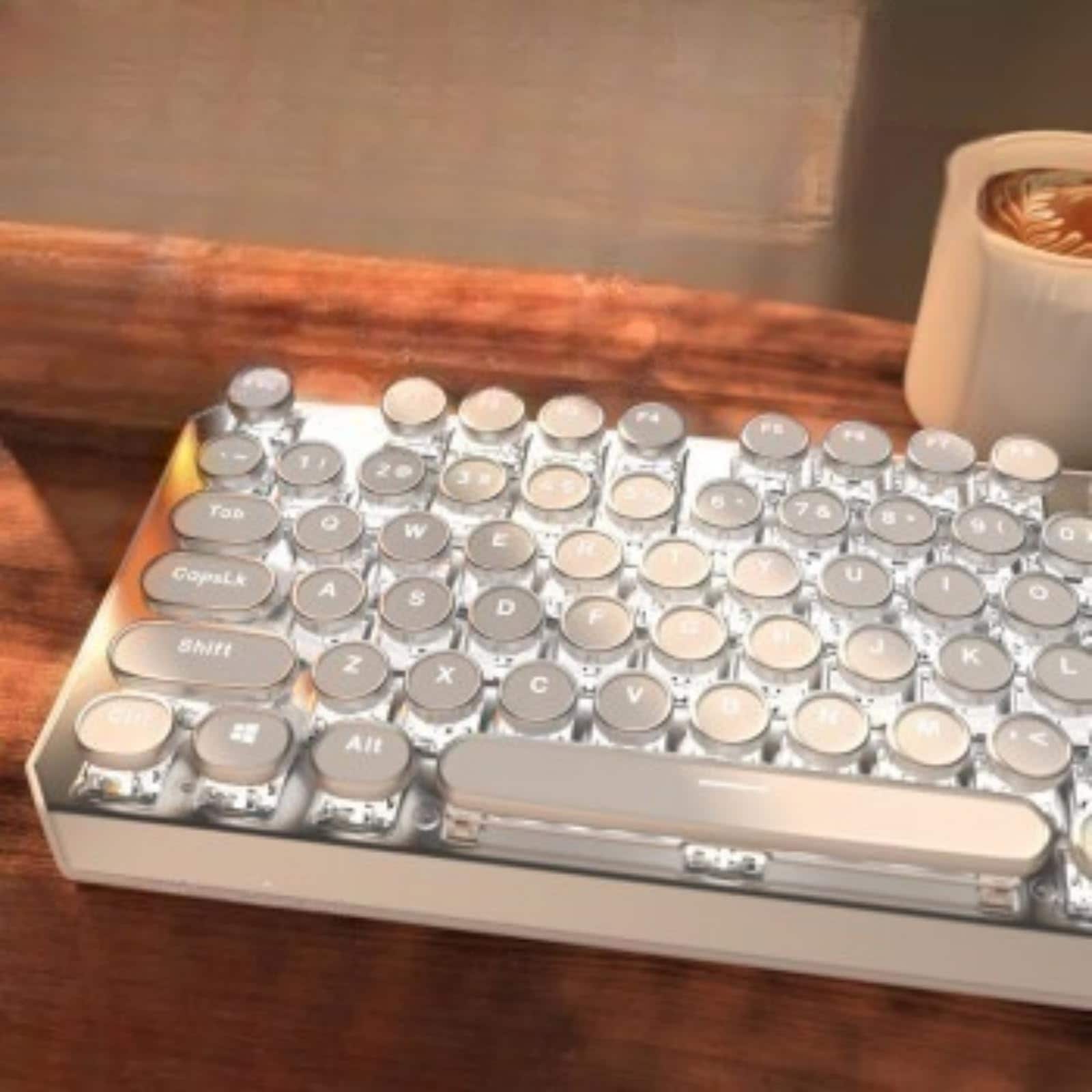 Pacoar Cade - Eweadn Wireless Mechanical Typewriter 80 Layout With Backlit Anti-ghosting Blue Bluetooth/hz/usb-c Aesthetic - White