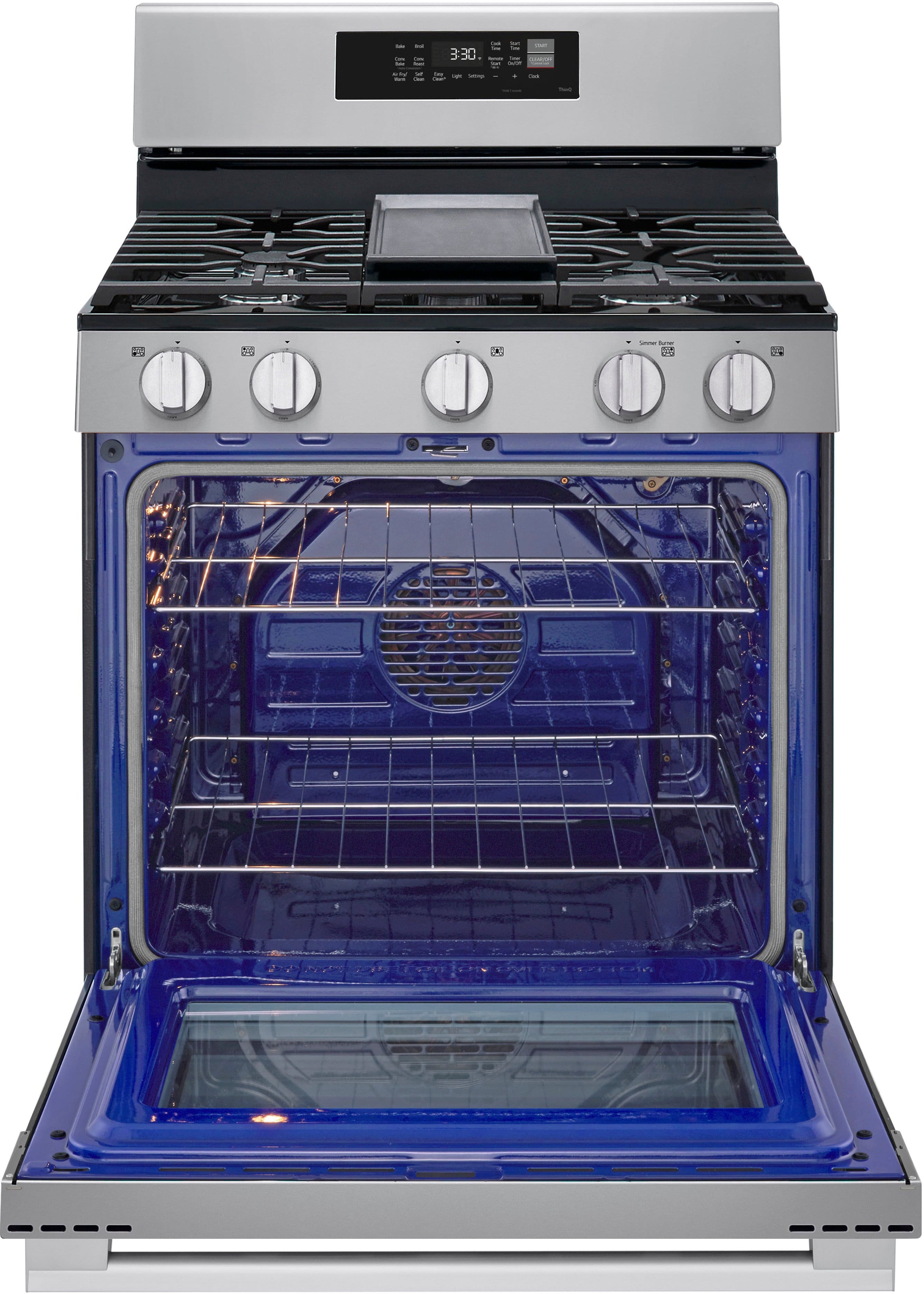 Alt View 4. LG - 6.3 Cu. Ft. Freestanding Gas True Convection Smart Range with EasyClean, Air Fry and UltraHeat 20K Burner - Stainless Steel.