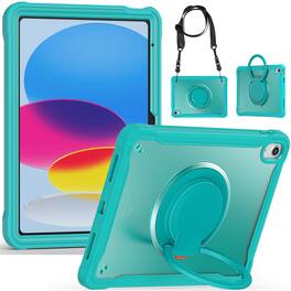 Dteck - Crossbody Strap Hybrid Rugged Case Shockproof 360° Rotating Stand Cover For Apple iPad (A16) 11" 2025/iPad 10th 2022 - Blue
