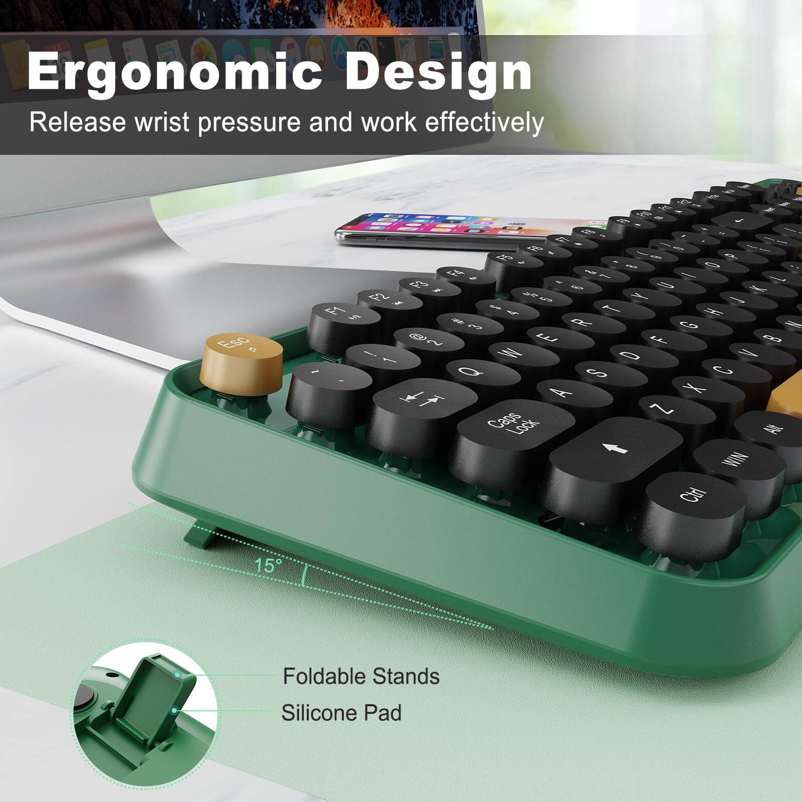 Ergonomic Design  
Release wrist pressure and work effectively  

Foldable Stands  
Silicone Pad