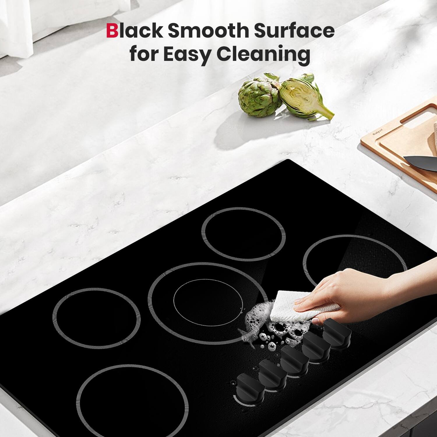 Black Smooth Surface for Easy Cleaning