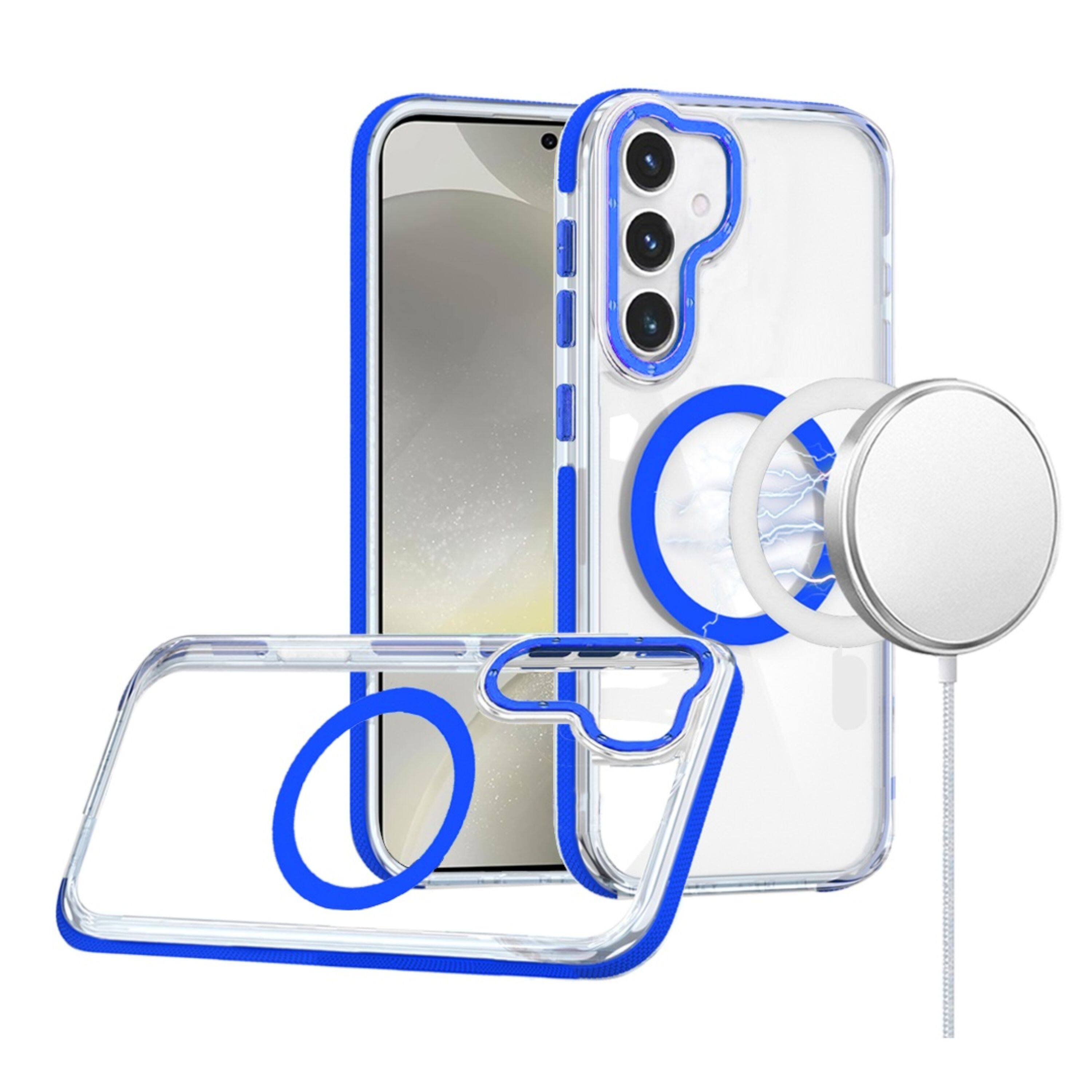 Kitcheniva - Matching Trim Magnetic Circle Phone Case With Tempered Glass For Samsung Galaxy S25+/S24+ - Blue price history on PriceWatchPro