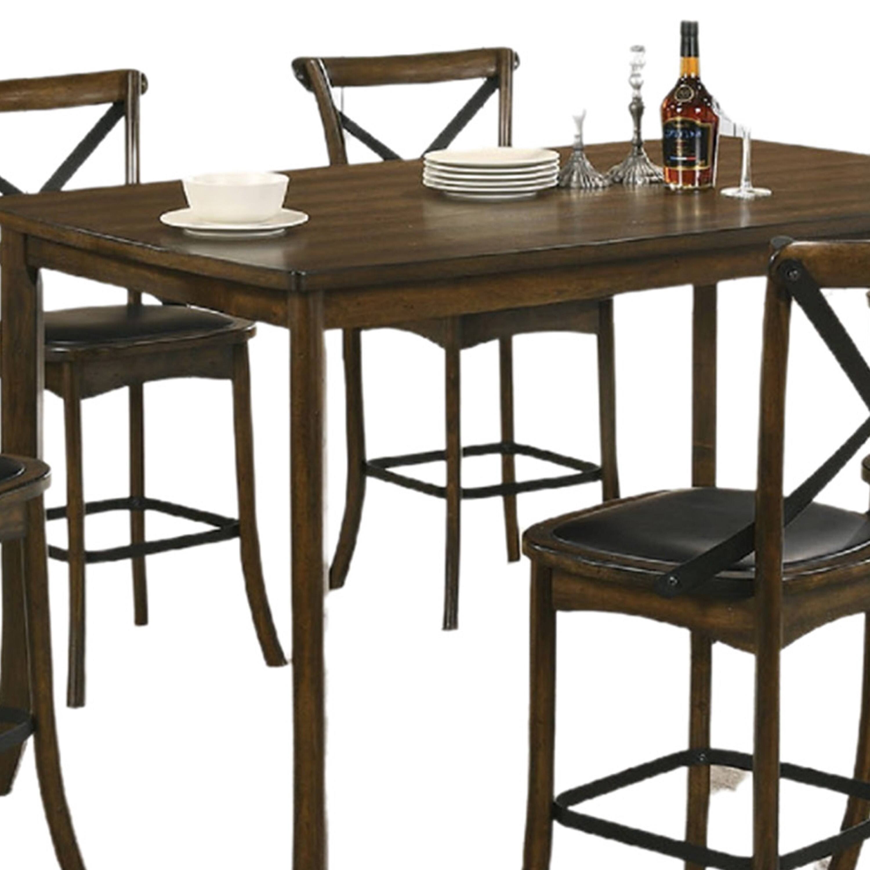 Alt View 3. Manhattan Lane - Bien 7pc Counter Height Table Set with 6 Espresso Faux Leather Chairs - Oak Brown, Espresso.