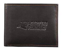 Rico Industries - Carolina Panthers Genuine Brown Leather Billfold Wallet (2 cash slots, ID flap) - Multi