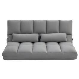 Homcom - Folding Floor Sofa Chair Bed w/ 2 Pillows, Adjustable Headrest (51.25") - Gray