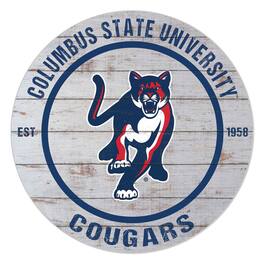 Jardine - Columbus State Cougars 20" Indoor/Outdoor Weathered Circle Sign - White