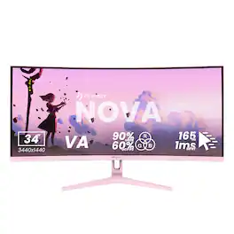 Arozzi - – Nova 34" Curved VA UWQHD 165Hz Gaming Monitor – - Pink