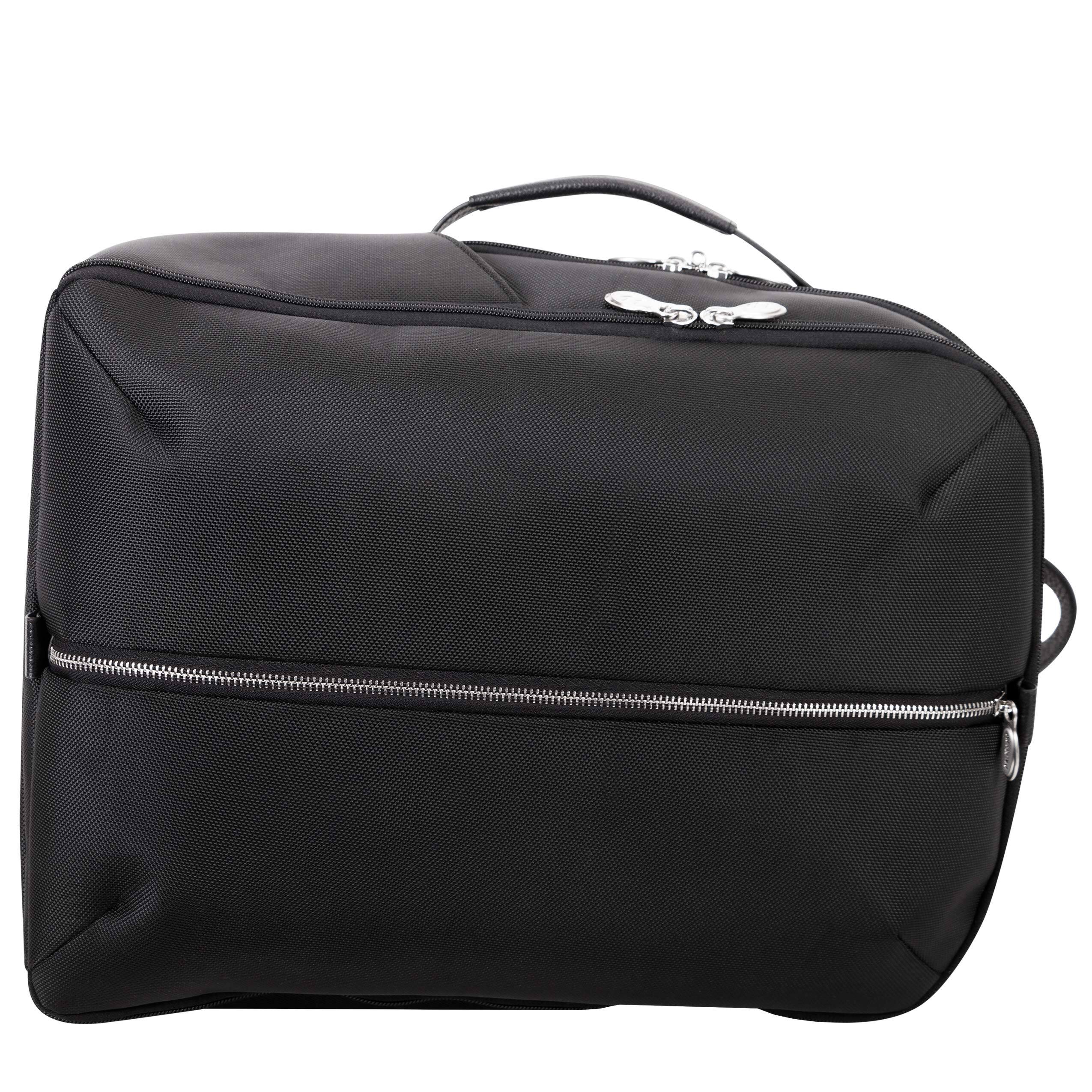 Alt View 2. McKlein - 17" Laptop Backpack, 1680D Ballistic Nylon Leather Trim, Triple Compartment, Laptop & Tablet Sleeves - Black.