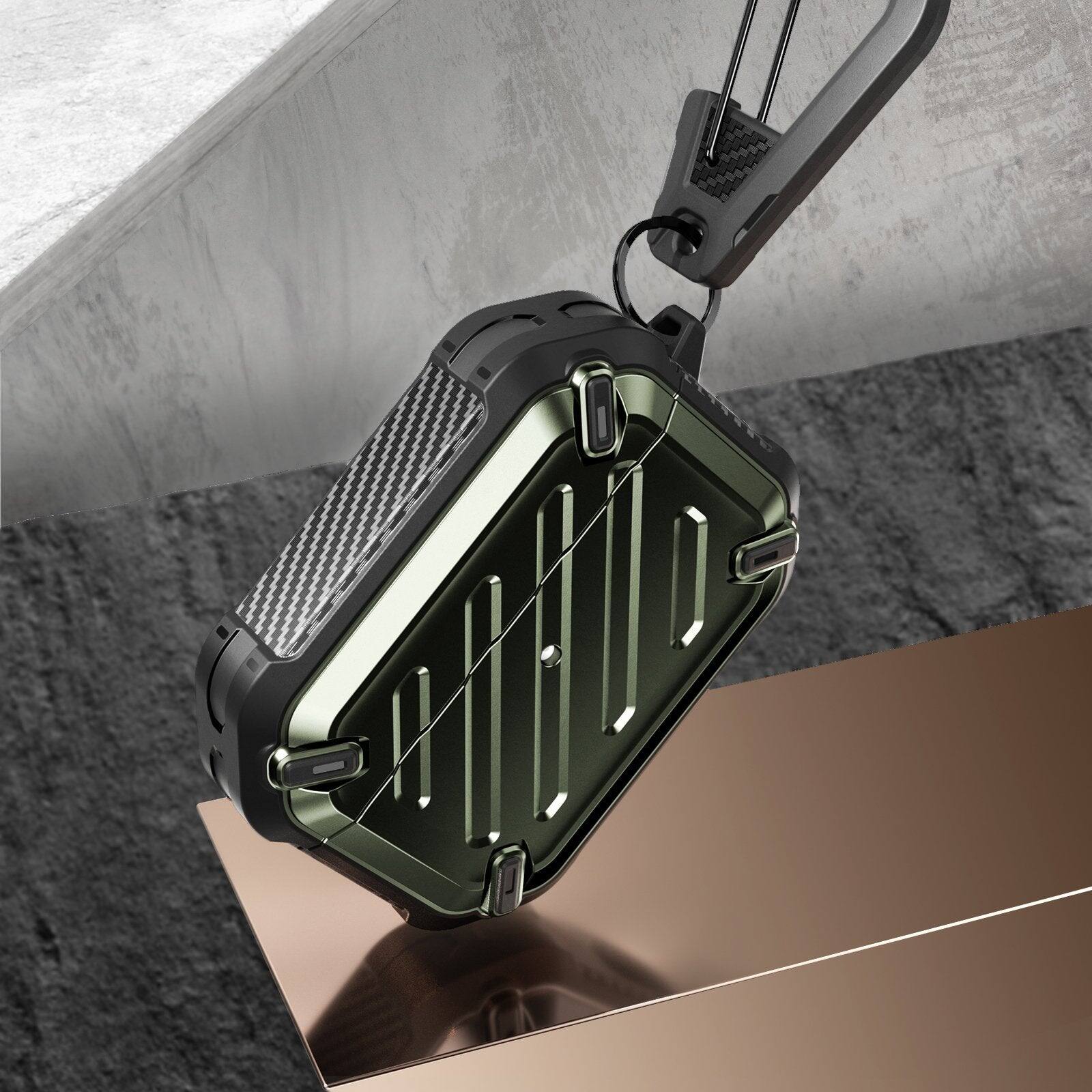 Back. SUPCASE - Apple AirPods Pro 1 & 2 Unicorn Beetle PRO Rugged Case Waterproof Case - Dark Green.